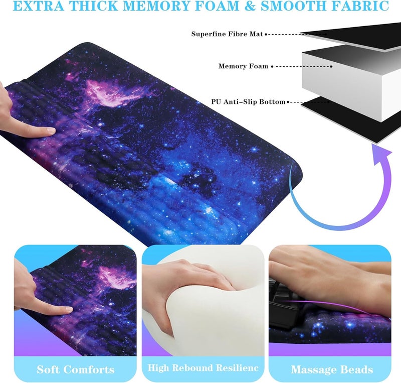 KEPUTAIER Computer Keyboard Stand with Wrist Rest, Ergonomic Tilted Keyboard Holder - Keyboard Riser with Wrist Pad - Keyboard Tray Support for Office Home - Black Starry Night - Image 5